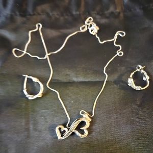 Black and white diamond necklace and earrings set with sterling silver by JCPENN